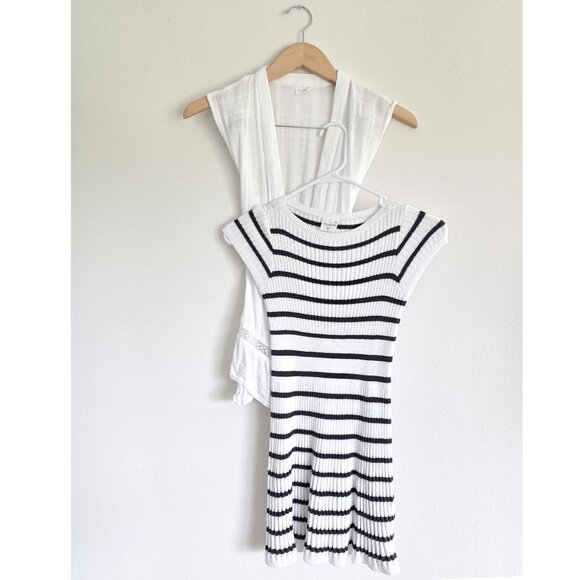 Abercrombie Kids Girls Dress & Duster Bundle Classic Black & White Stripes - Picture 1 of 16